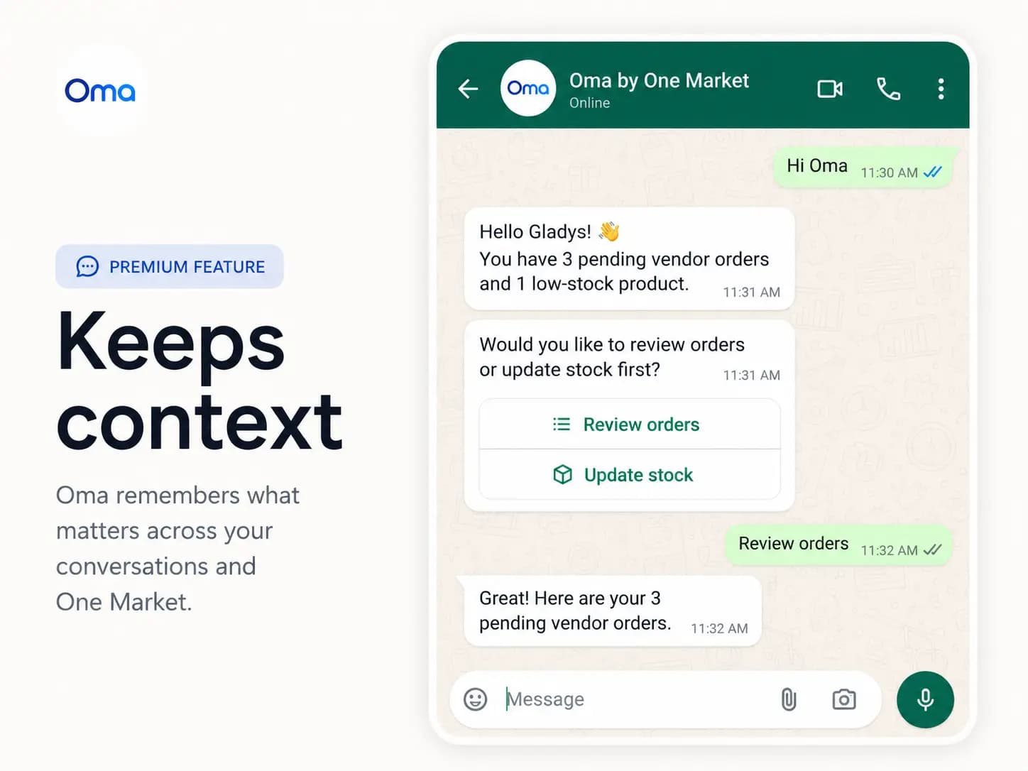 Oma context feature visual