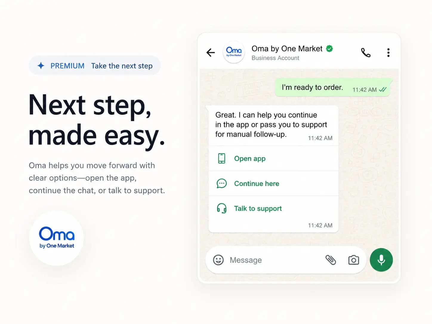 Oma next step feature visual