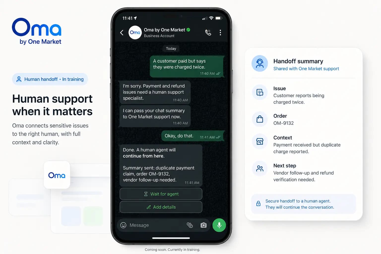 Oma human handoff use case visual