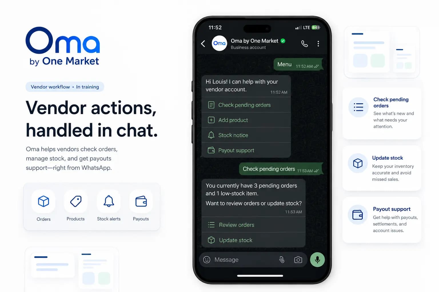 Oma vendor actions use case visual